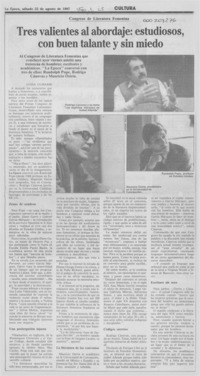 Tres valientes al abordaje, estudiosos, con buen talante y sin miedo