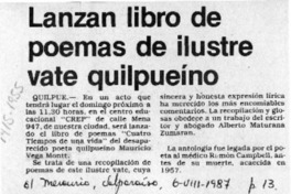 Lanzan libro de poemas de ilustre vate quilpueíno  [artículo].