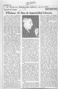 D'Halmar, 45 años de inmortalidad literaria  [artículo] Oscar Guzmán Silva.