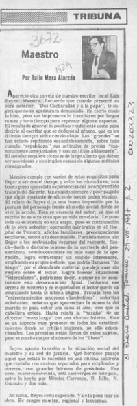 Maestro  [artículo] Tulio Mora Alarcón.