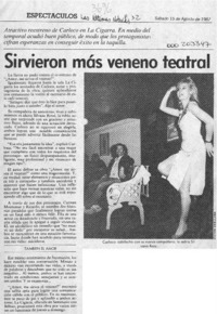 Sirvieron más veneno teatral  [artículo].