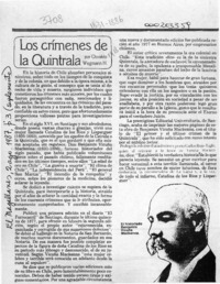 Los crímenes de la Quintrala  [artículo] Osvaldo Wegmann H.