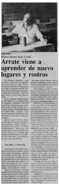 Arrate viene a aprender de nuevo lugares y rostros