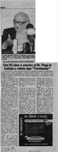 Con 92 años a cuestas el Dr. Papp le trabaja a robots tipo "Terminator"  [artículo].