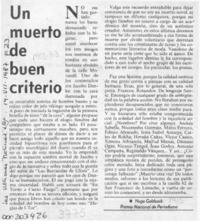 Un muerto de buen criterio  [artículo] Hugo Goldsack.