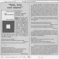 "Qué, tras esos muros"  [artículo] J. V.