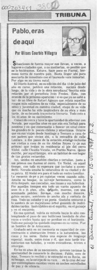 Pablo, eras de aquí  [artículo] Ulises Courbis Villagra.