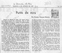 Punto de mira  [artículo] Ernesto Vásquez Méndez.