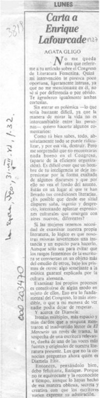 Carta a Enrique Lafourcade
