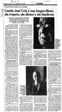 Camilo José Cela y una lengua filosa, sin respeto, sin dioses y sin banderas  [artículo] Ximena Marín.