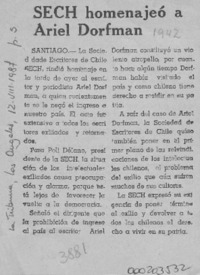 SECH homenajeó a Ariel Dorfman  [artículo].