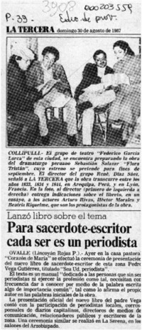 Para sacerdote-escritor cada ser es un periodista  [artículo] Lincoyán Rojas P.