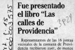 Fue presentado el libro "Las calles de Providencia"  [artículo].