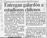 Entregan galardón a estudiosos chilenos  [artículo].