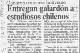 Entregan galardón a estudiosos chilenos  [artículo].
