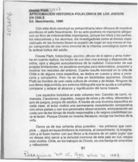 Aproximación histórica-folklorica de los juegos en Chile  [artículo].