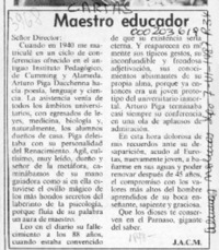 Maestro educador  [artículo] J. A. C. M.