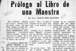 Prólogo al libro de una maestra  [artículo] Carlos René Ibacache.