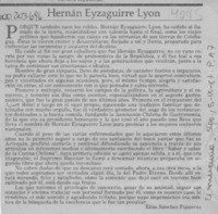 Hernán Eyzaguirre Lyon  [artículo] Elías Sánchez Figueroa.