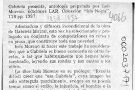 Gabriela presente, antología preparada por Inés Moreno  [artículo].