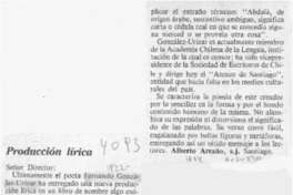 Producción lírica  [artículo] Alberto Arraño.