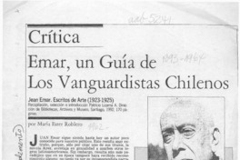 Emar, un guía de los vanguardistas chilenos  [artículo] María Ester Roblero.