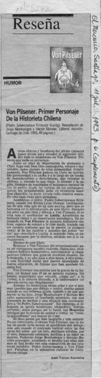 Von Pilsener, primer personaje de la historieta chilena