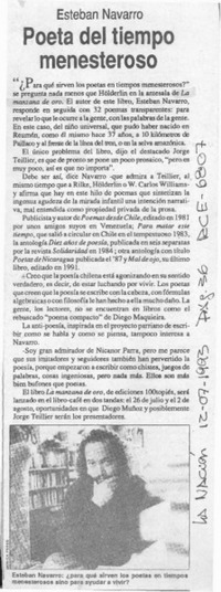 Poeta del tiempo menesteroso  [artículo].