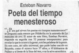 Poeta del tiempo menesteroso  [artículo].