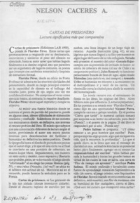 Cartas de prisionero, lectura significativa más que comparativa  [artículo] Nelson Cáceres A.