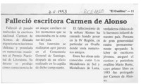 Falleció escritora Carmen de Alonso  [artículo].
