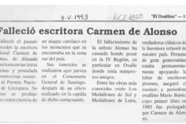 Falleció escritora Carmen de Alonso  [artículo].