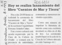 Hoy se realiza lanzamiento del libro "Cuentos de mar y tierra"  [artículo].