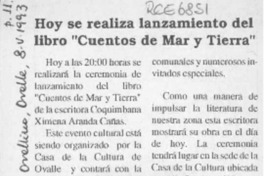 Hoy se realiza lanzamiento del libro "Cuentos de mar y tierra"  [artículo].