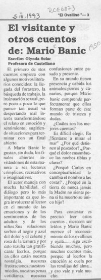 El visitante y otros cuentos de Mario Banic  [artículo] Olynda Solar.