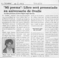 "Mi poema", libro será presentado en aniversario de Ovalle  [artículo].