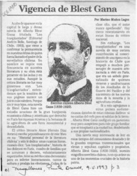 Vigencia de Blest Gana  [artículo] Marino Muñoz Lagos.