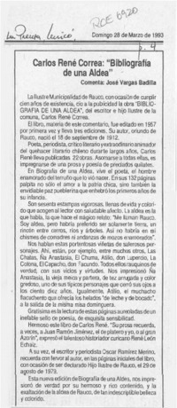 Carlos René Correa, "Biografía de una aldea"  [artículo] José Vargas Badilla.