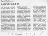 Lucir las plumas  [artículo] David Gallagher.