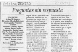Preguntas sin respuesta  [artículo] Hans Ehrmann.