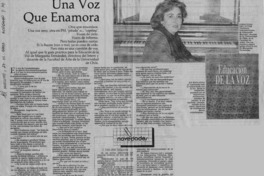 Una voz que enamora  [artículo] Eliana Pattillo B.