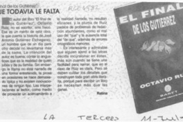 "El final de los Gutiérrez", narrativa a la que todavía le falta  [artículo] Ratina.