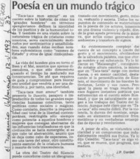 Poesía en un mundo trágico  [artículo] J. P. Dardel.