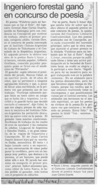 Ingeniero forestal ganó en concurso de poesía  [artículo].