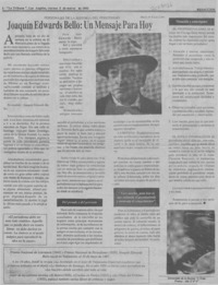 Joaquín Edwards Bello, un mensaje para hoy  [artículo] María de la Luz Lobo.