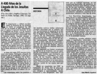 A 400 años de la llegada de los jesuitas a Chile