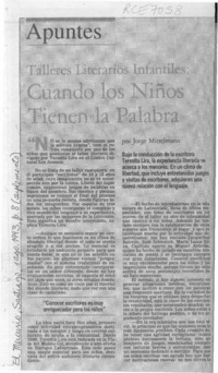 Cuando los niños tienen la palabra  [artículo] Jorge Mittelmann.