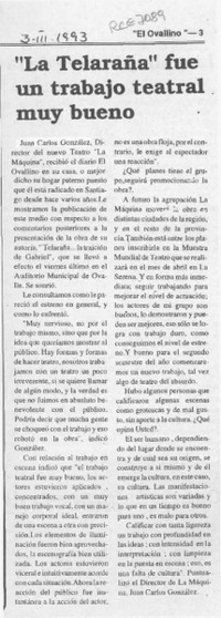 "La Telaraña" fue un trabajo teatral muy bueno  [artículo].