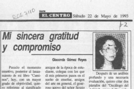 Mi sincera gratitud y compromiso  [artículo] Gioconda Gómez Reyes.