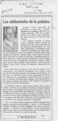 Los adelantados de la palabra  [artículo] Hugo Montes Brunet.